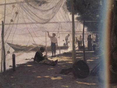  Fishermen Mending Their Fishing Nets (nn02)